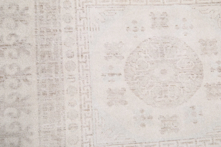 Ivory Afghan Khotan Rug 9' 10" x 13' 7" Hand-Knotted | No. AT40377