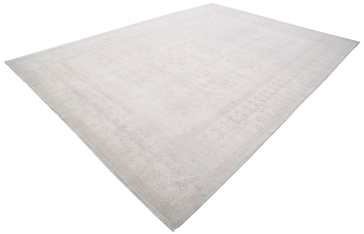 Ivory Afghan Khotan Rug 9' 10" x 13' 7" Hand-Knotted | No. AT40377