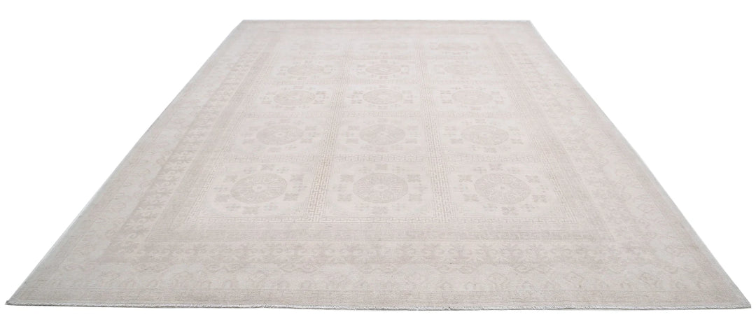 Ivory Afghan Khotan Rug 9' 10" x 13' 7" Hand-Knotted | No. AT40377