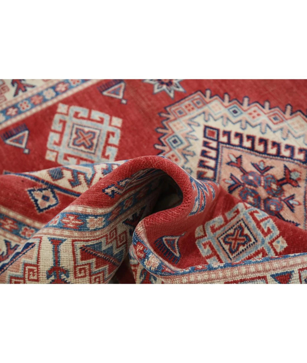 Afghan Kazak Rug 4' 11" x 6' 0" Hand-Knotted | No. AT40498