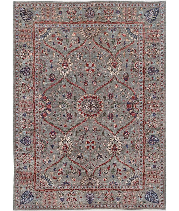 Grey Afghan Ariana Rug 10' 1" x 14' 0" Hand-Knotted | No. AT405125