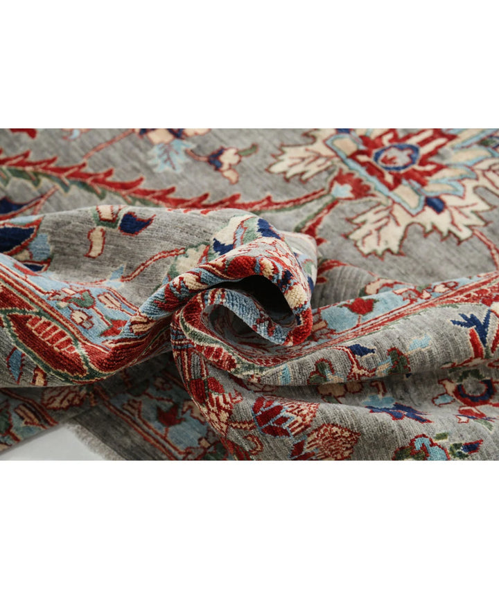 Grey Afghan Ariana Rug 10' 1" x 14' 0" Hand-Knotted | No. AT405125