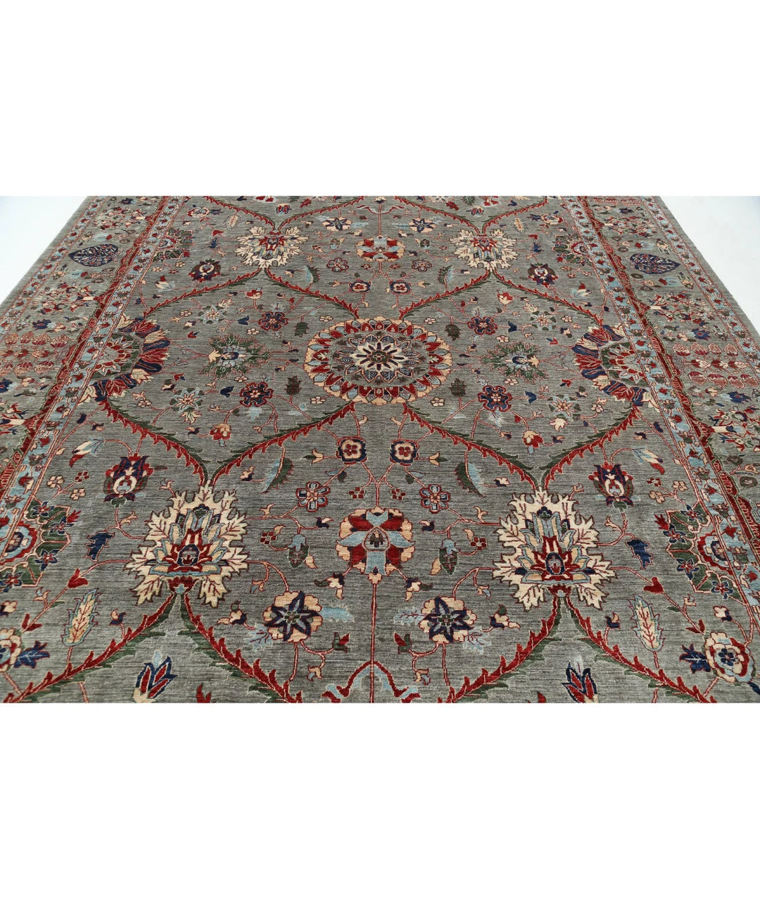 Grey Afghan Ariana Rug 10' 1" x 14' 0" Hand-Knotted | No. AT405125