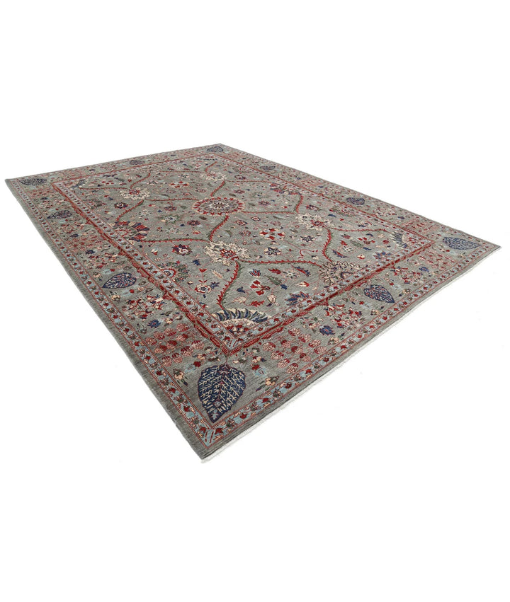 Grey Afghan Ariana Rug 10' 1" x 14' 0" Hand-Knotted | No. AT405125