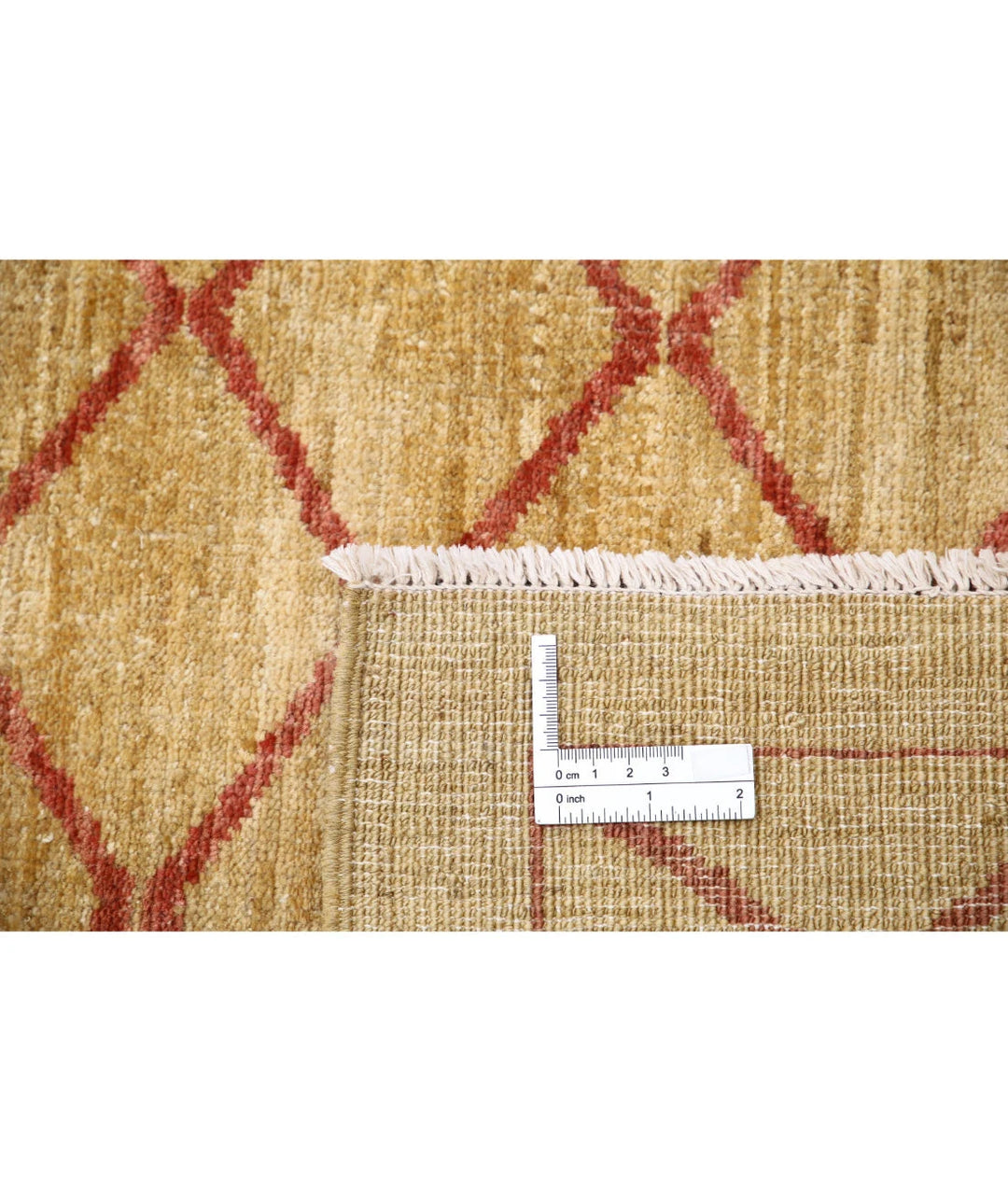 Beige Afghan Modcar Rug 5' 7" x 7' 7" Hand-Knotted | No. AT40597
