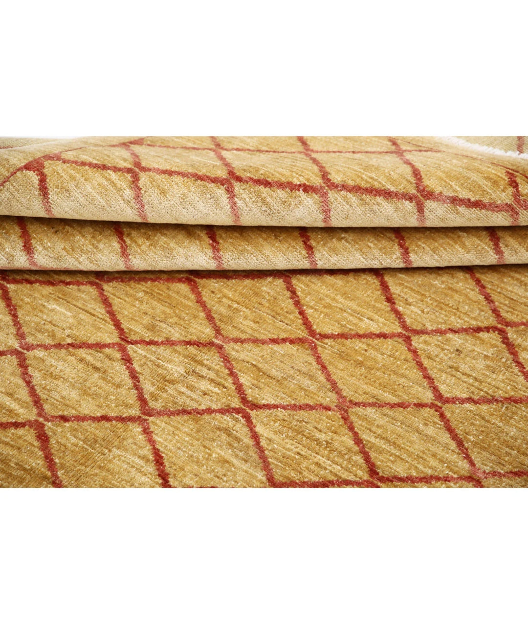 Beige Afghan Modcar Rug 5' 7" x 7' 7" Hand-Knotted | No. AT40597