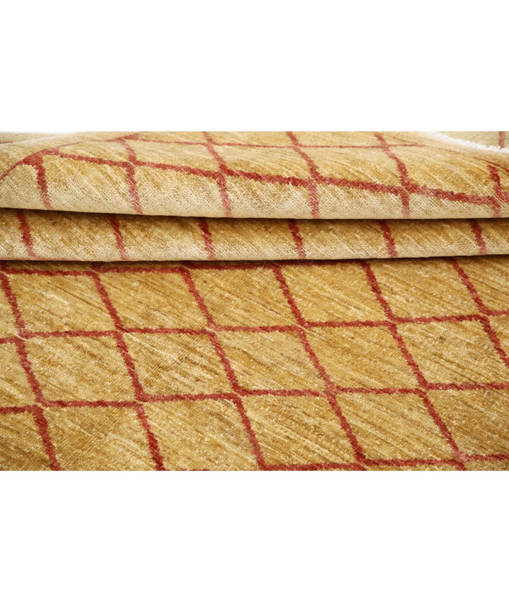 Beige Afghan Modcar Rug 5' 7" x 7' 7" Hand-Knotted | No. AT40597
