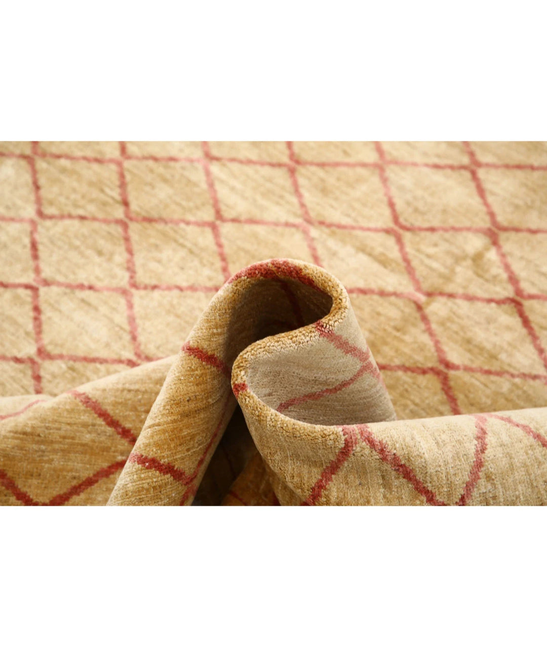 Beige Afghan Modcar Rug 5' 7" x 7' 7" Hand-Knotted | No. AT40597