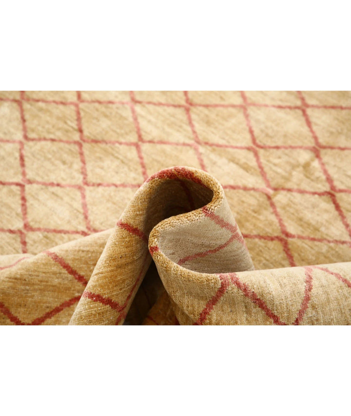 Beige Afghan Modcar Rug 5' 7" x 7' 7" Hand-Knotted | No. AT40597