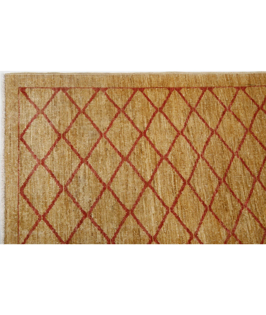 Beige Afghan Modcar Rug 5' 7" x 7' 7" Hand-Knotted | No. AT40597