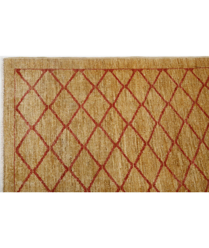 Beige Afghan Modcar Rug 5' 7" x 7' 7" Hand-Knotted | No. AT40597