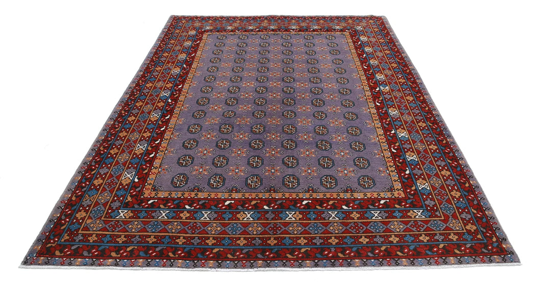 Afghan Akcha Revival Rug 6' 6" x 9' 3" Hand-Knotted | No. AT40669