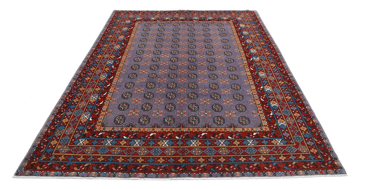 Afghan Akcha Revival Rug 6' 6" x 9' 3" Hand-Knotted | No. AT40669