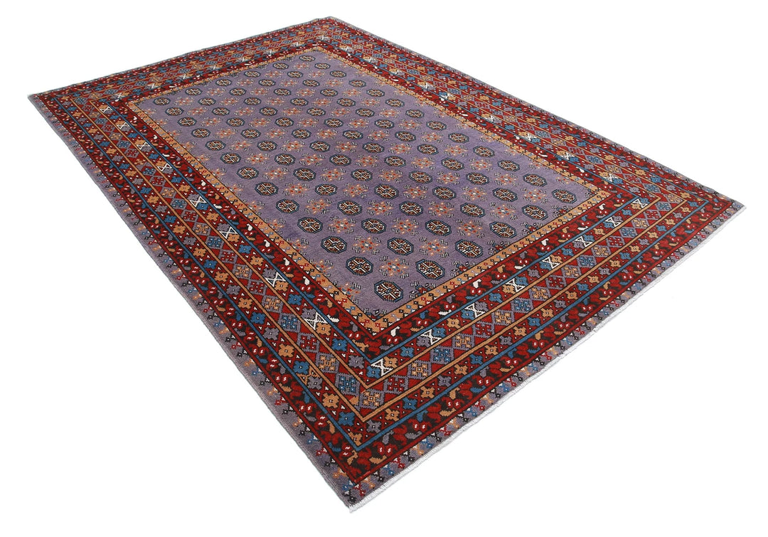 Afghan Akcha Revival Rug 6' 6" x 9' 3" Hand-Knotted | No. AT40669