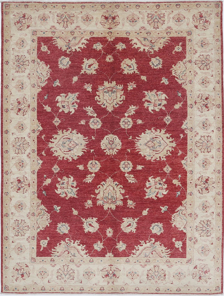Afghan Ziegler Rug 4' 11" x 6' 6" Hand-Knotted | No. AT40678