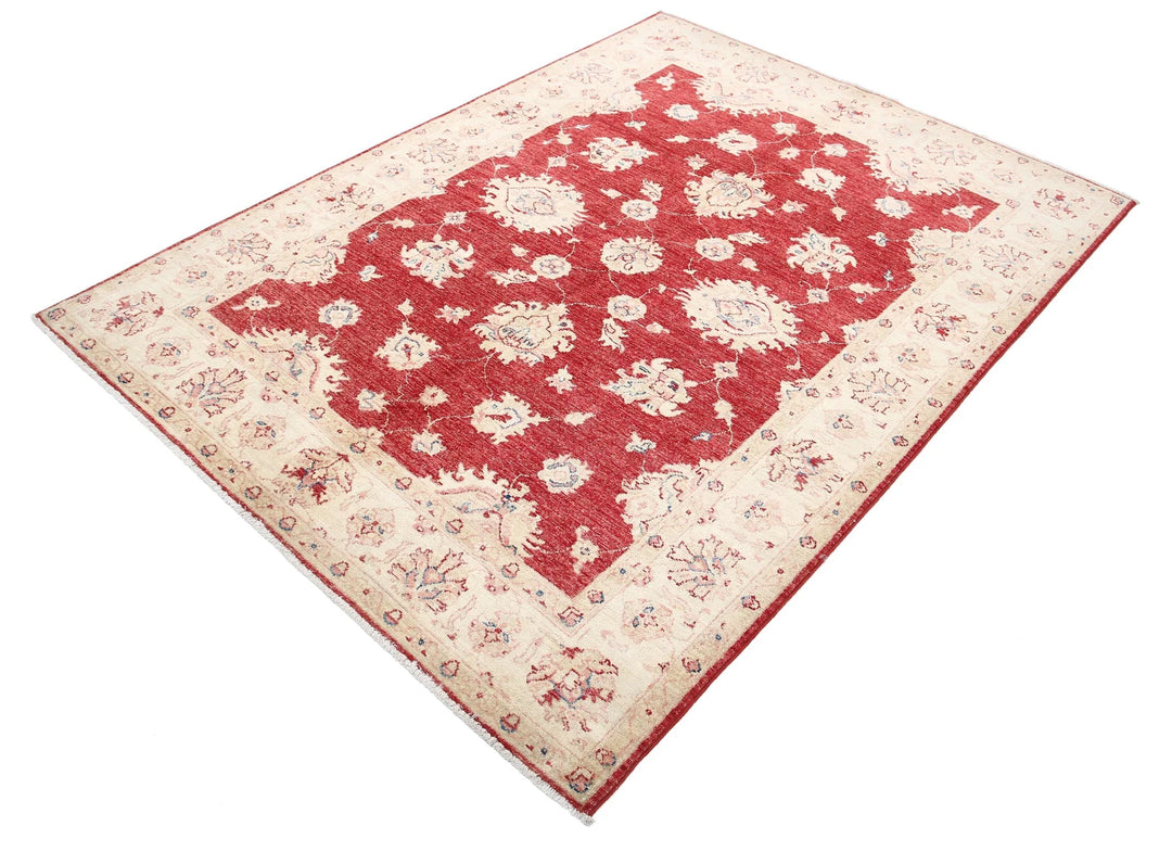 Afghan Ziegler Rug 4' 11" x 6' 6" Hand-Knotted | No. AT40678