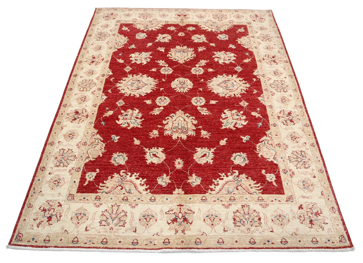 Afghan Ziegler Rug 4' 11" x 6' 6" Hand-Knotted | No. AT40678