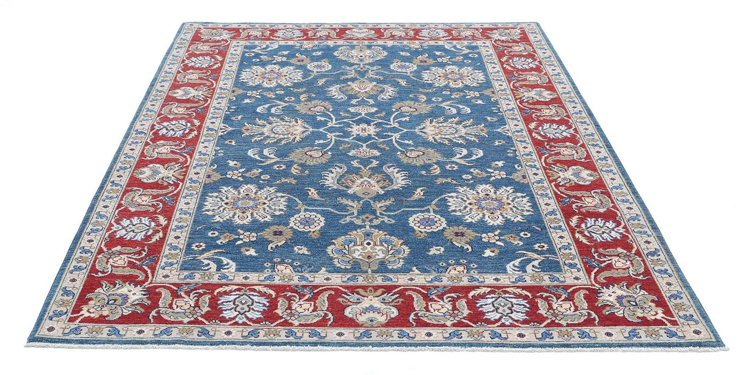 Afghan Ziegler Farhan Rug 5'6" x 8'2" Hand-Knotted | No. AT40718