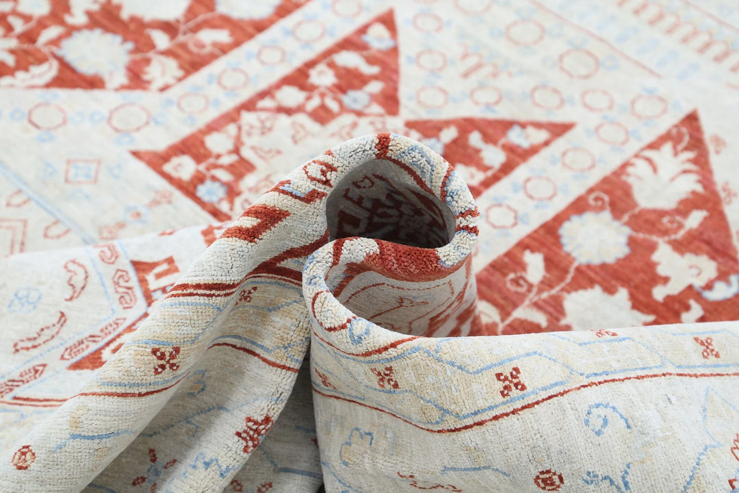 Afghan Ziegler Rug 8' 11" x 11' 5" Hand-Knotted | No. AT40741