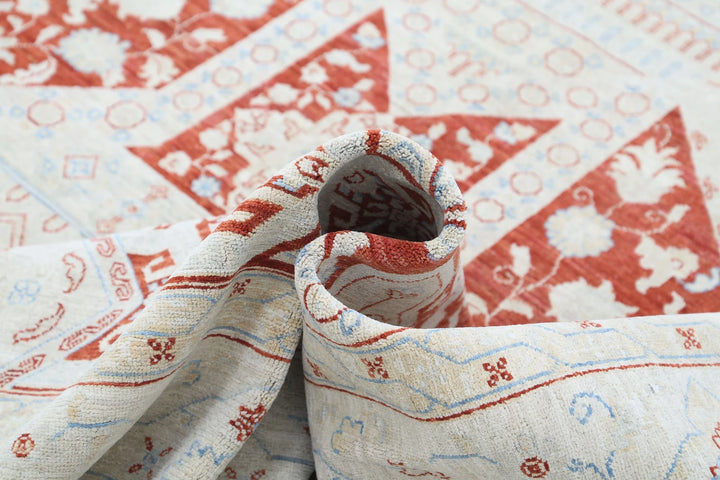 Afghan Ziegler Rug 8' 11" x 11' 5" Hand-Knotted | No. AT40741