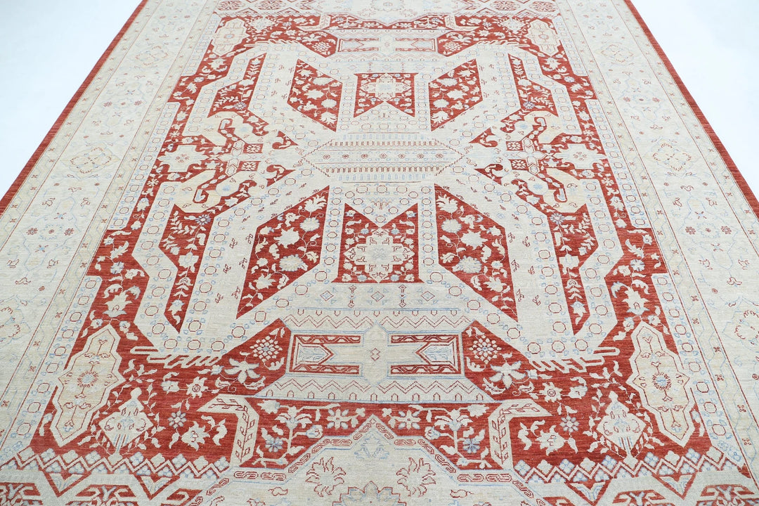 Afghan Ziegler Rug 8' 11" x 11' 5" Hand-Knotted | No. AT40741