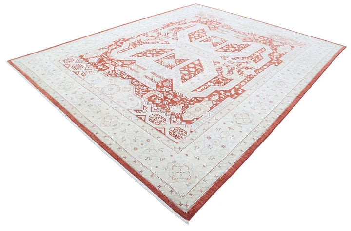 Afghan Ziegler Rug 8' 11" x 11' 5" Hand-Knotted | No. AT40741