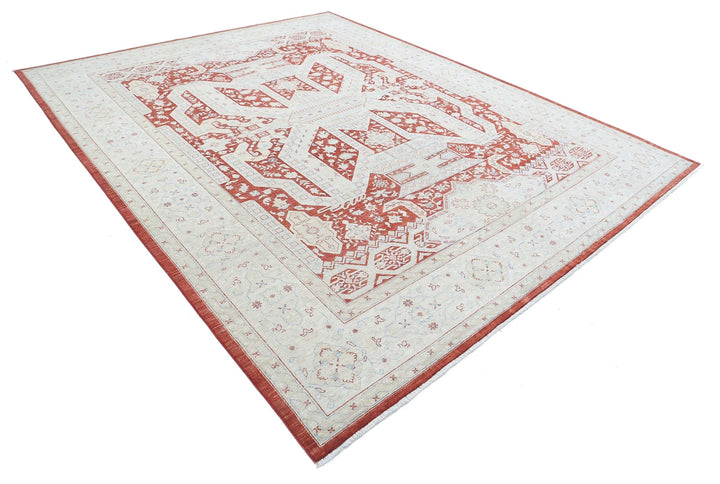 Afghan Ziegler Rug 8' 11" x 11' 5" Hand-Knotted | No. AT40741