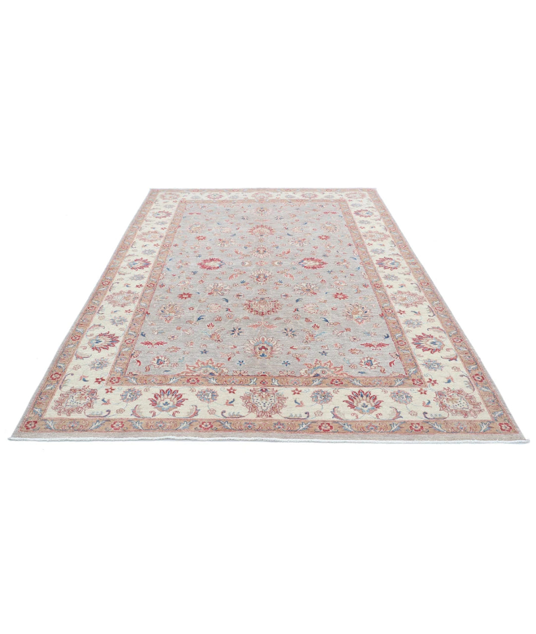 Afghan Ziegler Rug 6' 6" x 9' 5" Hand-Knotted | No. AT40959