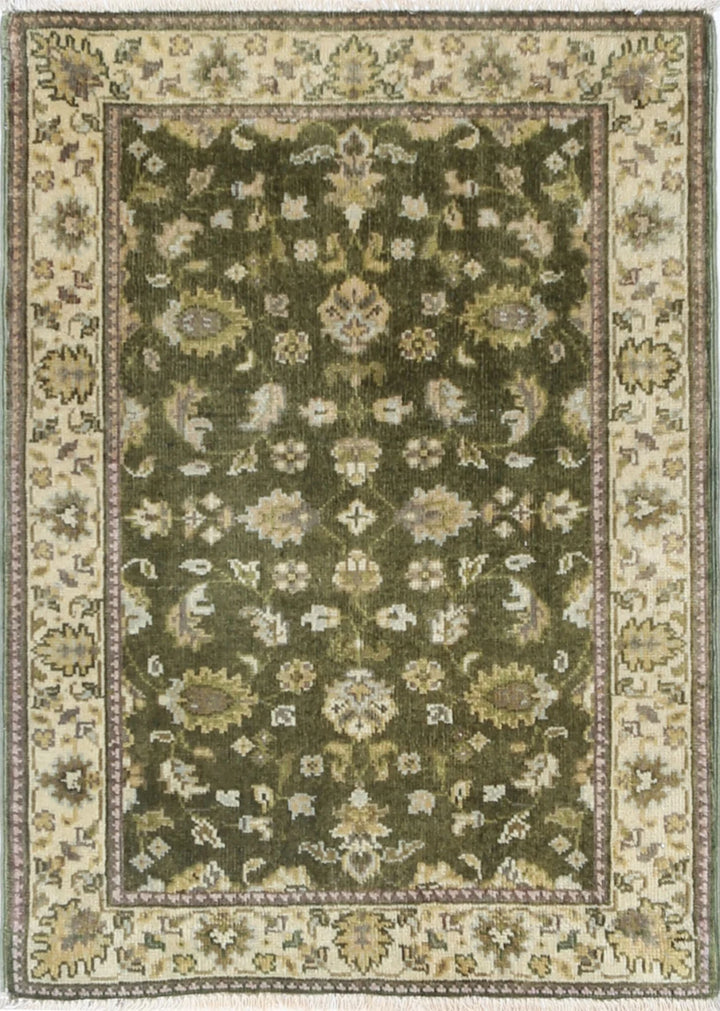 Green Indian Ziegler Rug 2' 0" x 2' 9" Hand-Knotted | No. AT41103