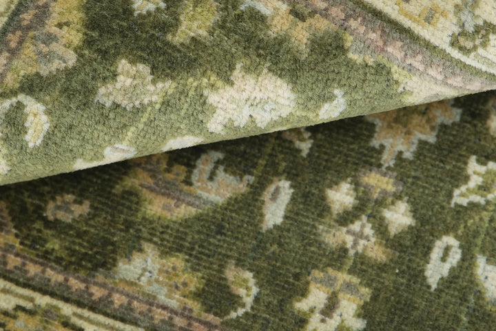 Green Indian Ziegler Rug 2' 0" x 2' 9" Hand-Knotted | No. AT41103