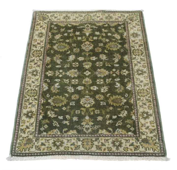 Green Indian Ziegler Rug 2' 0" x 2' 9" Hand-Knotted | No. AT41103