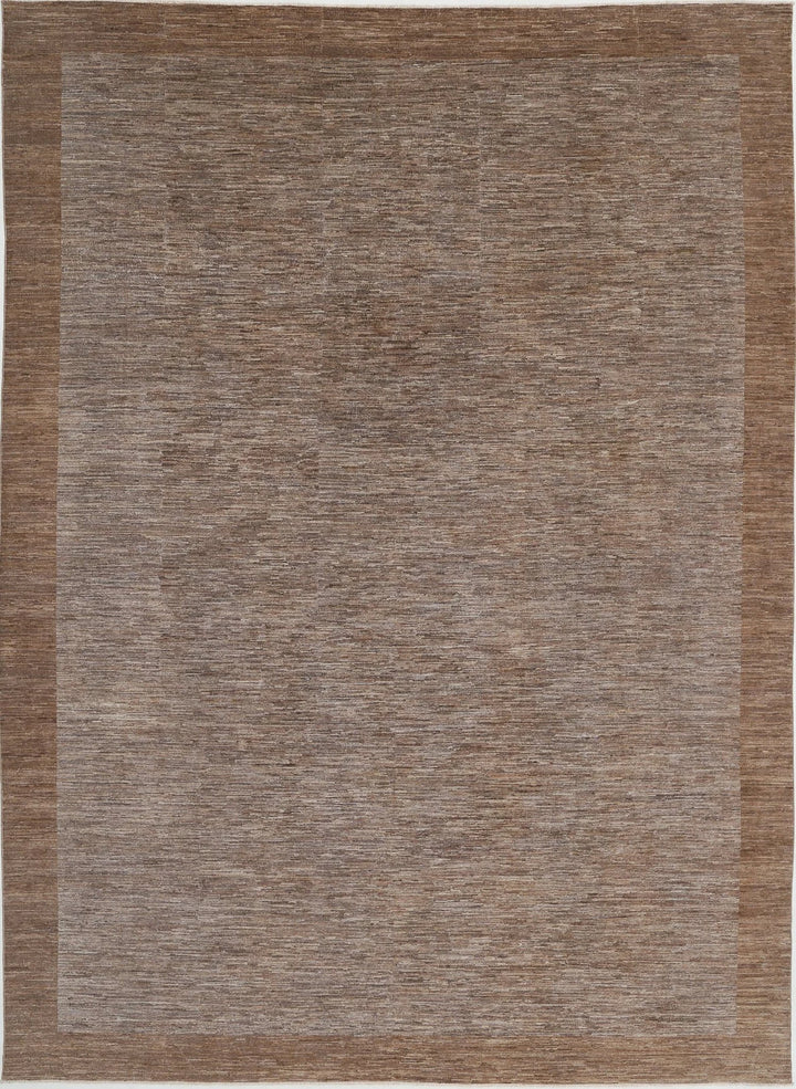 Brown Afghan Modcar Rug 9' 10" x 13' 6" Hand-Knotted | No. AT41131