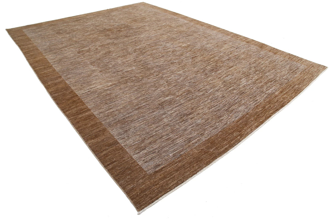 Brown Afghan Modcar Rug 9' 10" x 13' 6" Hand-Knotted | No. AT41131