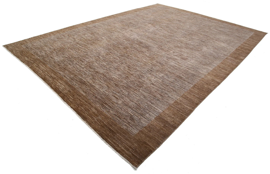 Brown Afghan Modcar Rug 9' 10" x 13' 6" Hand-Knotted | No. AT41131