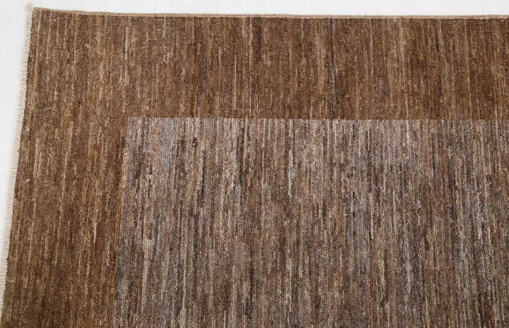 Brown Afghan Modcar Rug 9' 10" x 13' 6" Hand-Knotted | No. AT41131