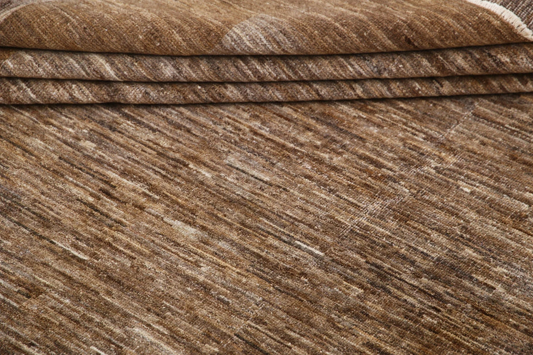 Brown Afghan Modcar Rug 9' 10" x 13' 6" Hand-Knotted | No. AT41131