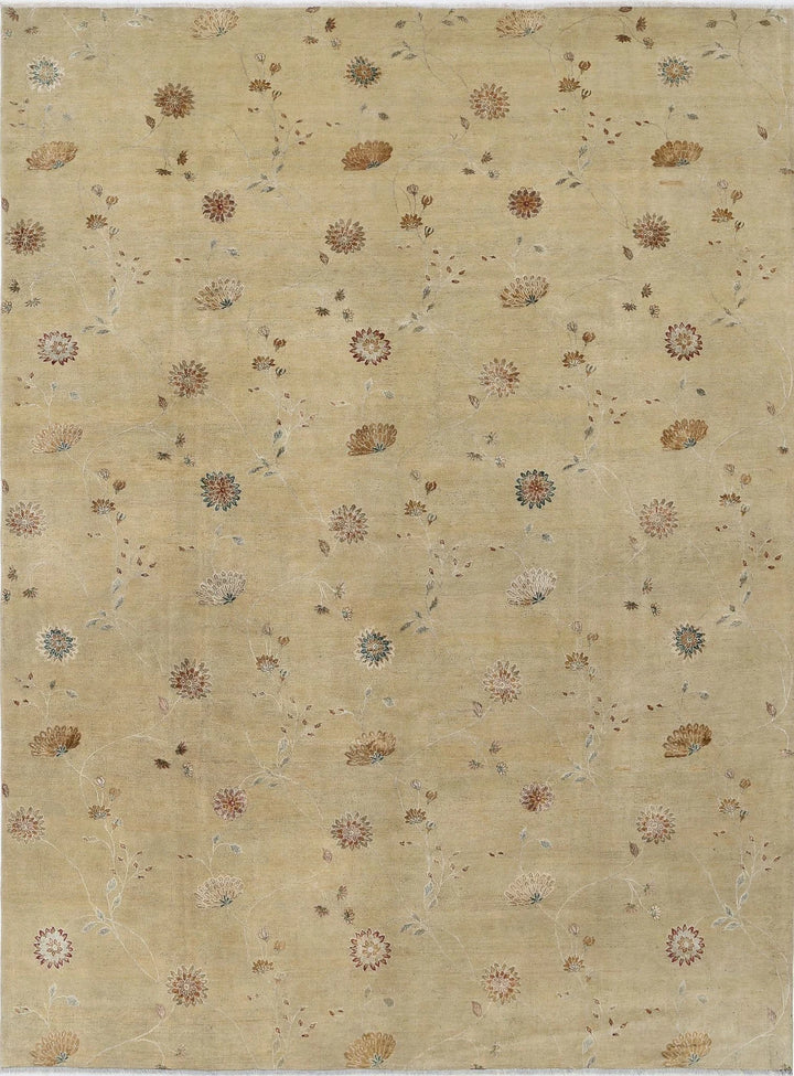 Indian Oriental Floral Rug 8' 9" x 11' 10" Hand-Knotted | No. AT41151