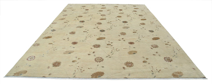 Indian Oriental Floral Rug 8' 9" x 11' 10" Hand-Knotted | No. AT41151