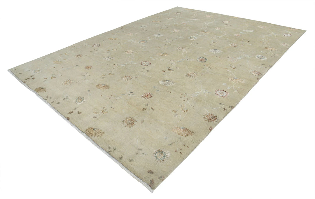 Indian Oriental Floral Rug 8' 9" x 11' 10" Hand-Knotted | No. AT41151