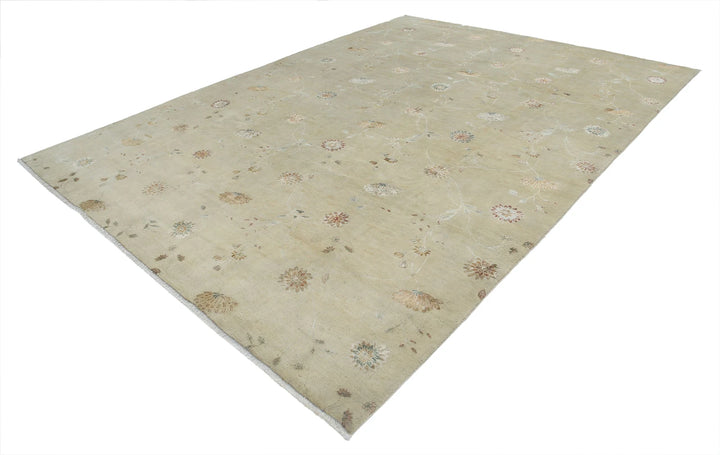 Indian Oriental Floral Rug 8' 9" x 11' 10" Hand-Knotted | No. AT41151