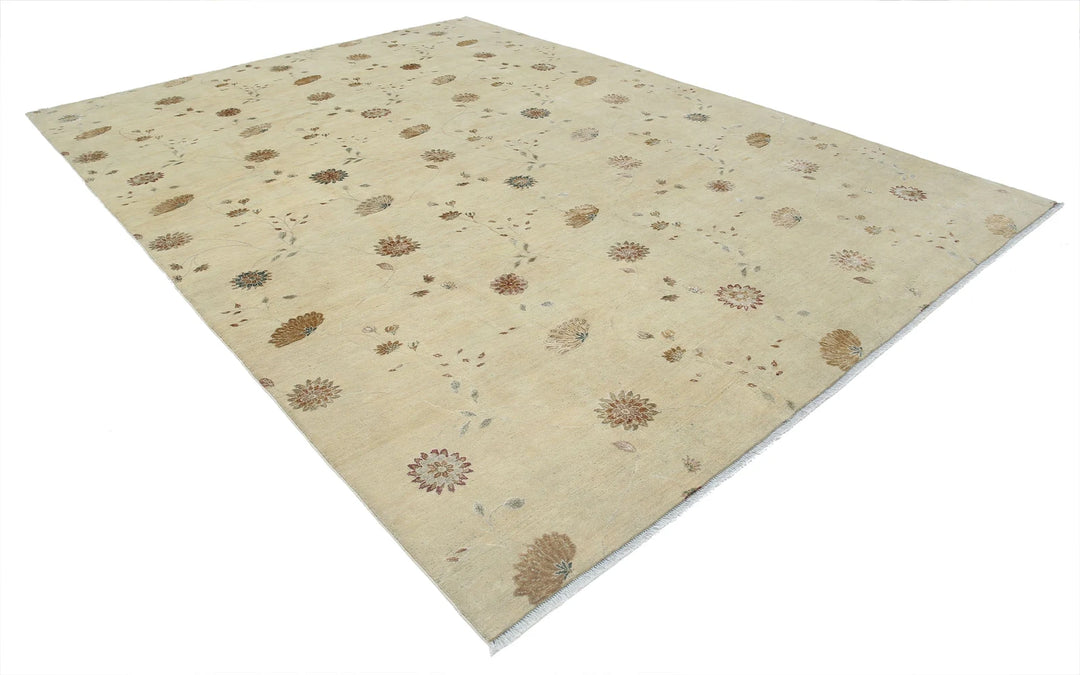 Indian Oriental Floral Rug 8' 9" x 11' 10" Hand-Knotted | No. AT41151