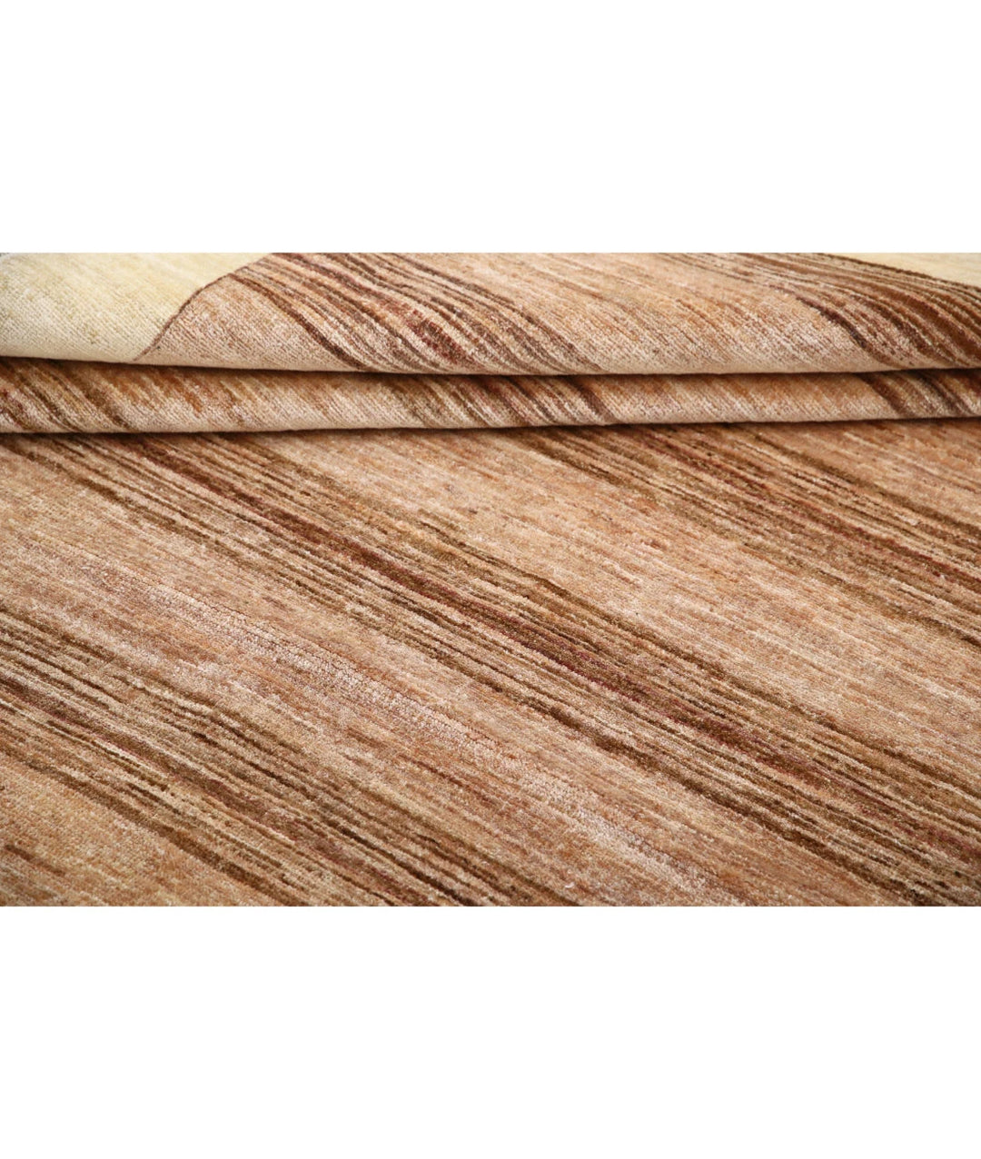 Beige Afghan Modcar Rug 6' 3" x 7' 9" Hand-Knotted | No. AT41333