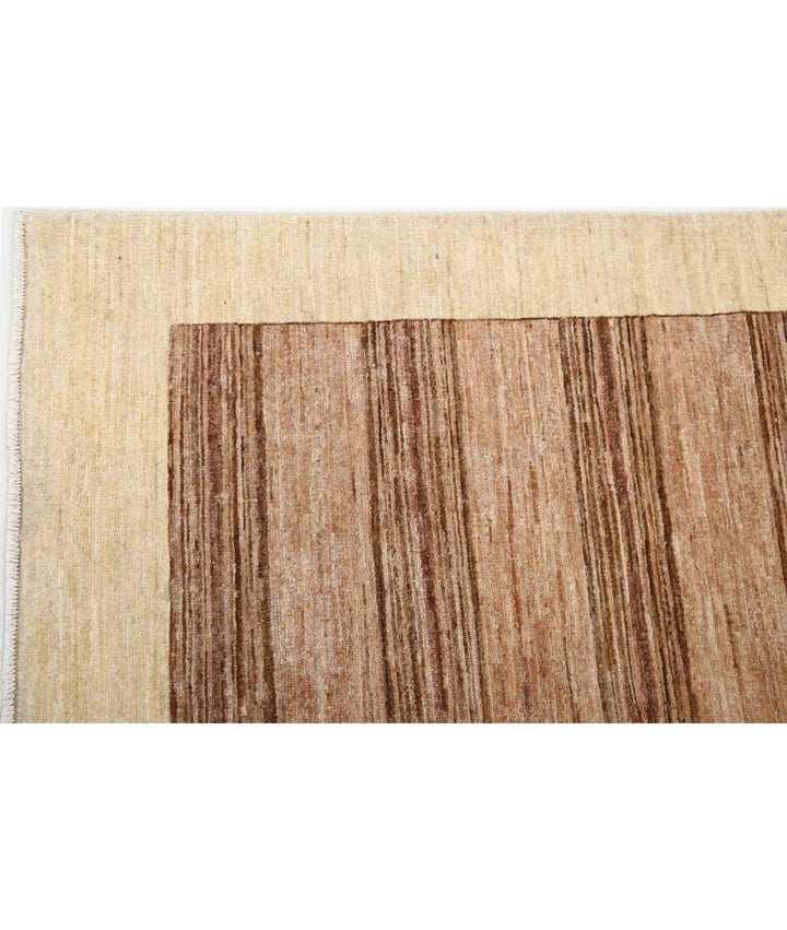 Beige Afghan Modcar Rug 6' 3" x 7' 9" Hand-Knotted | No. AT41333