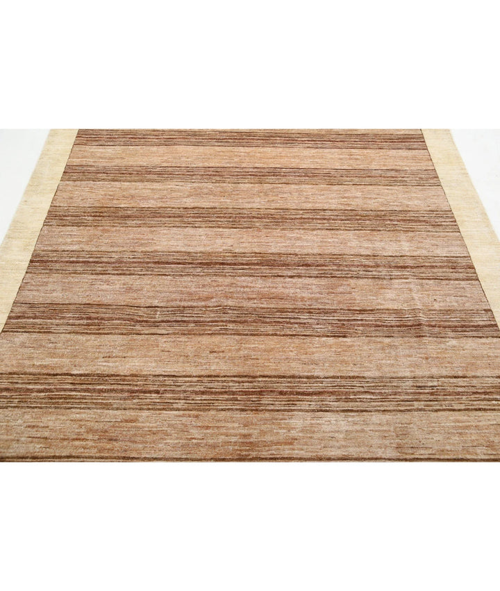 Beige Afghan Modcar Rug 6' 3" x 7' 9" Hand-Knotted | No. AT41333