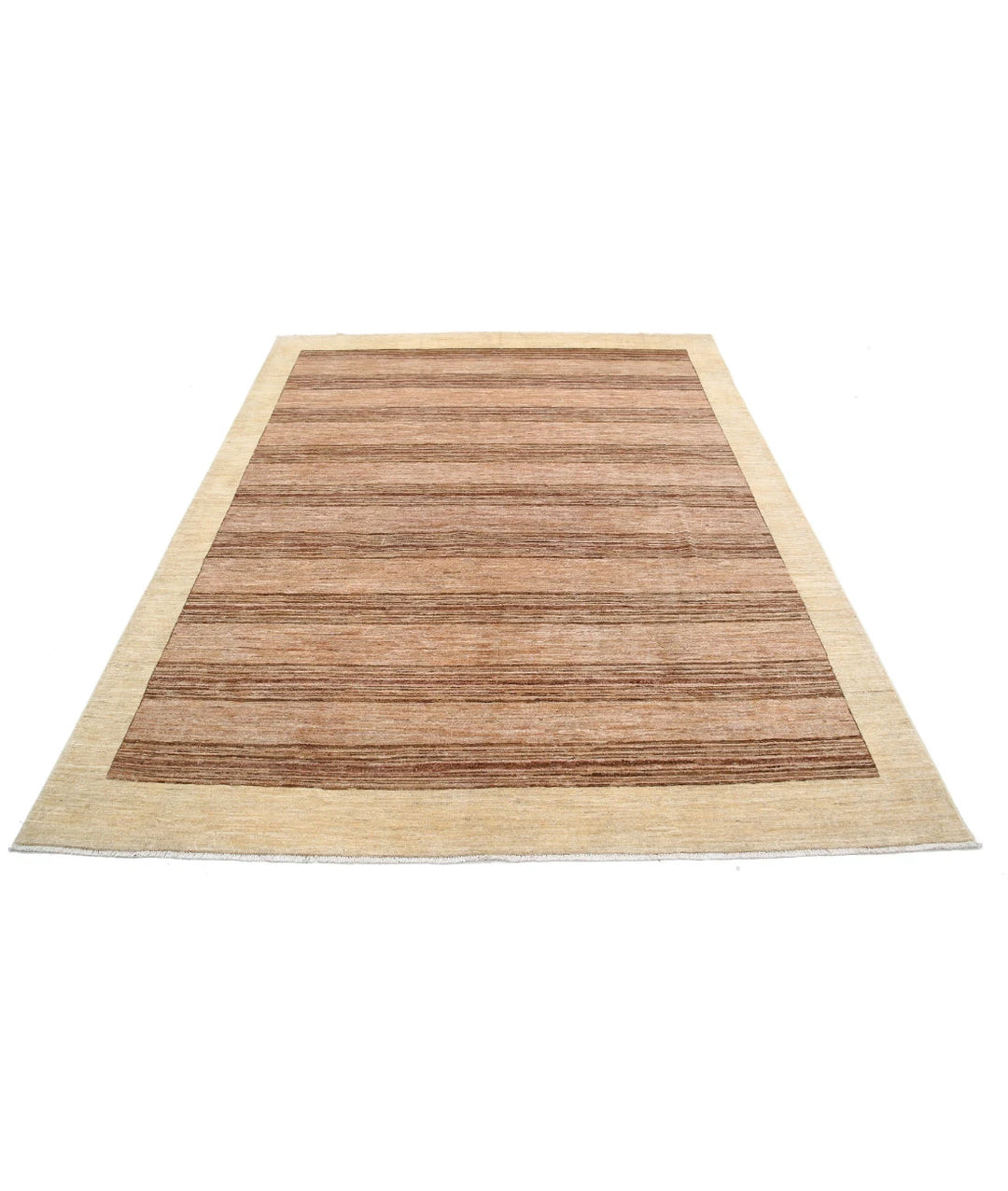 Beige Afghan Modcar Rug 6' 3" x 7' 9" Hand-Knotted | No. AT41333