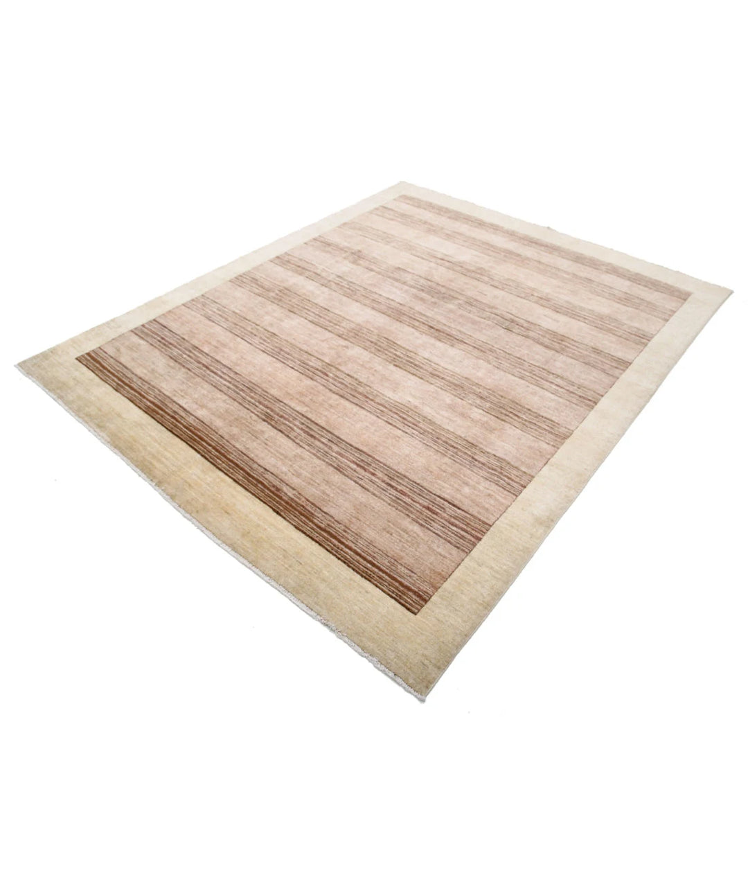 Beige Afghan Modcar Rug 6' 3" x 7' 9" Hand-Knotted | No. AT41333