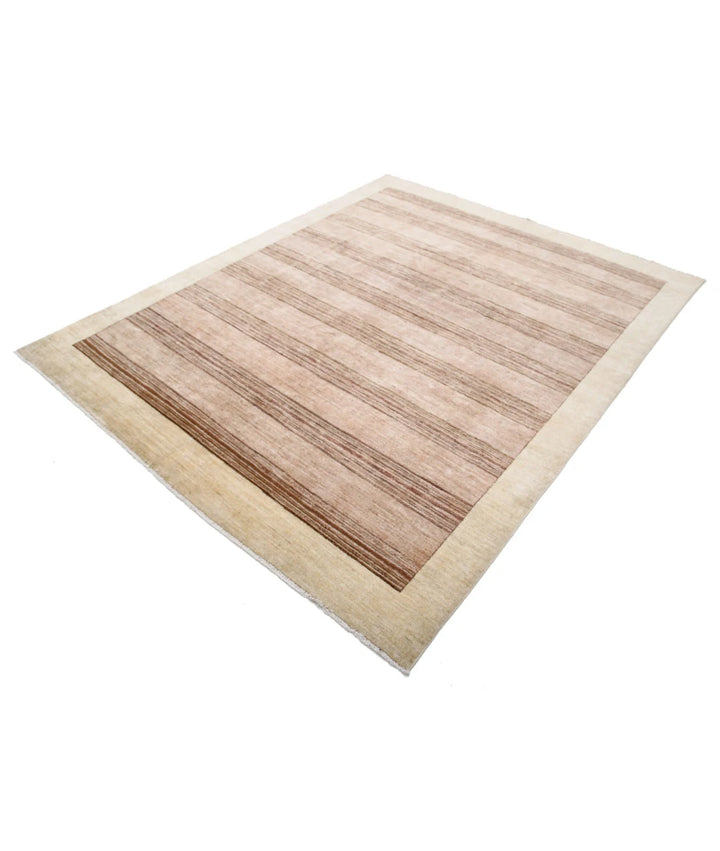 Beige Afghan Modcar Rug 6' 3" x 7' 9" Hand-Knotted | No. AT41333