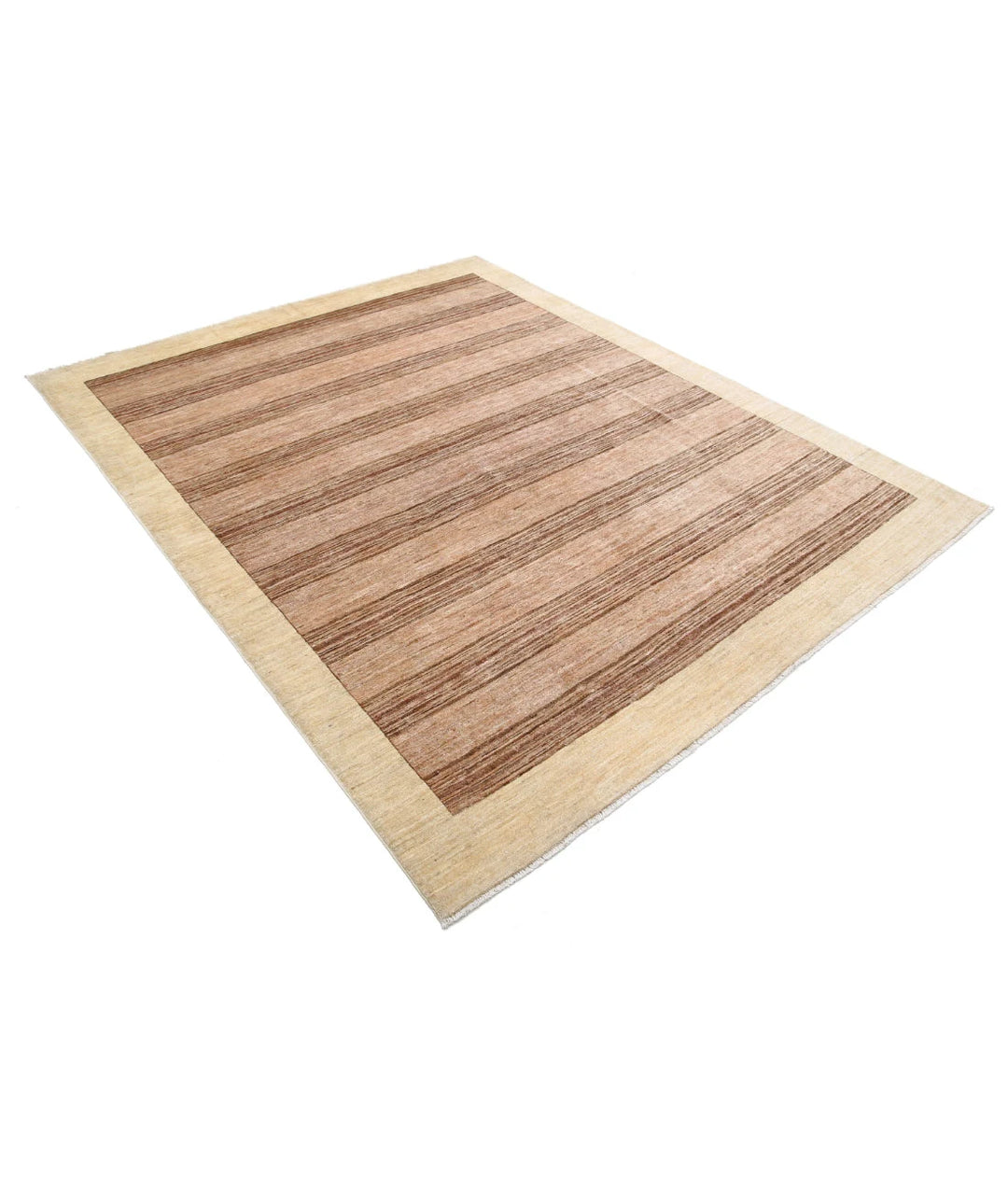 Beige Afghan Modcar Rug 6' 3" x 7' 9" Hand-Knotted | No. AT41333