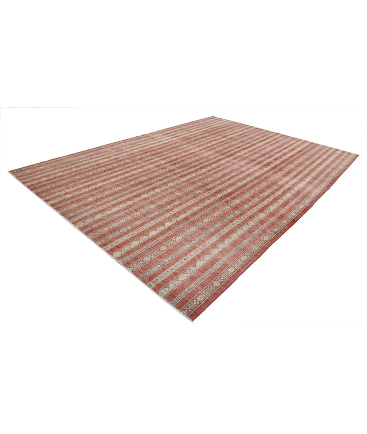 Red Afghan Oriental Rug 9' 10" x 13' 7" Hand-Knotted | No. AT41381