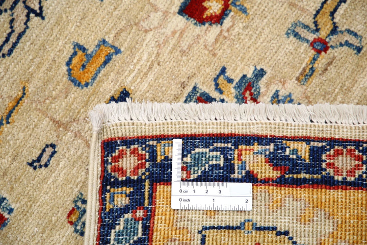 Ivory Afghan Ziegler Rug 5' 7" x 7' 1" Hand-Knotted | No. AT41416